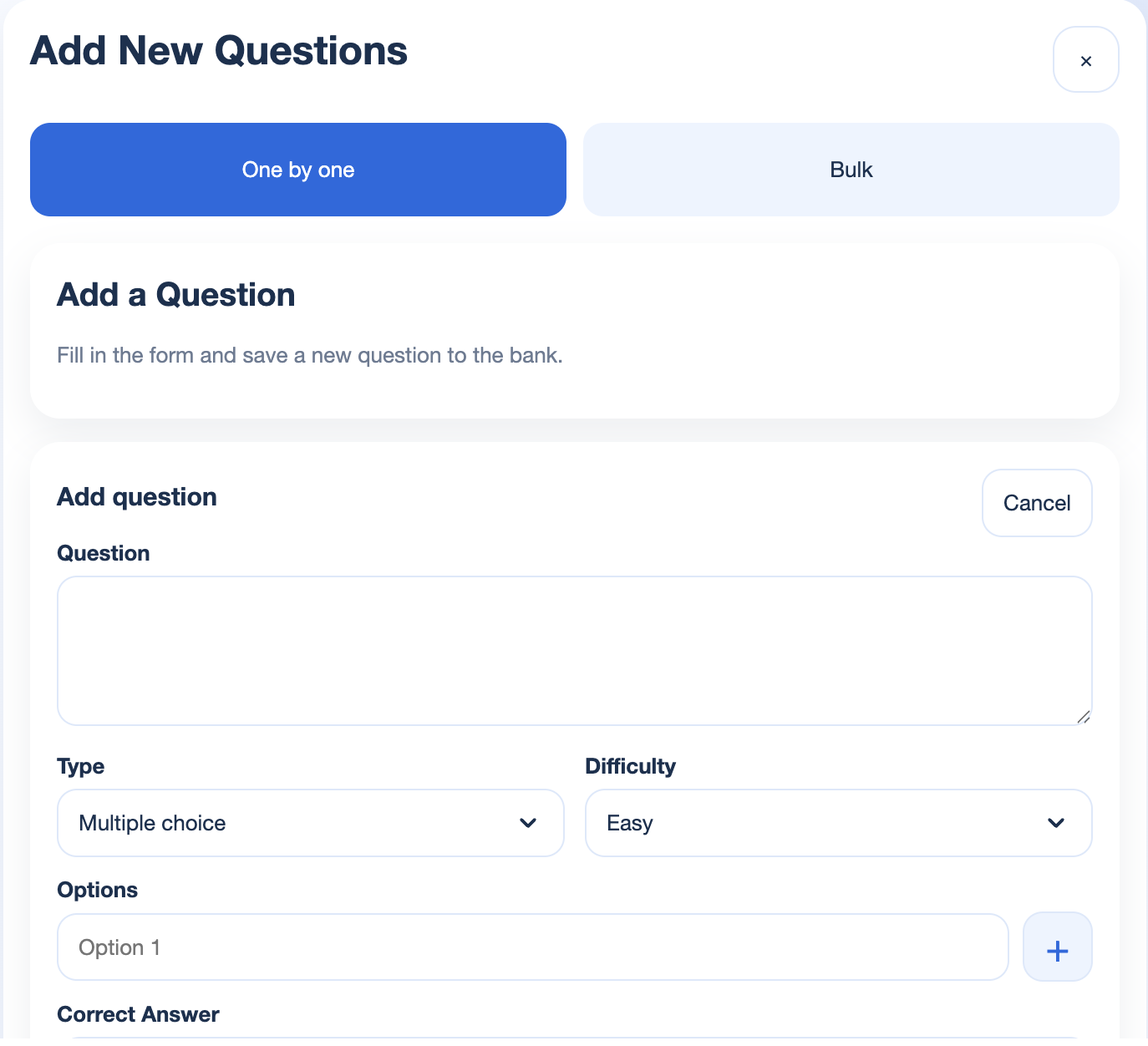 QuestionBank - pridani nove otazky